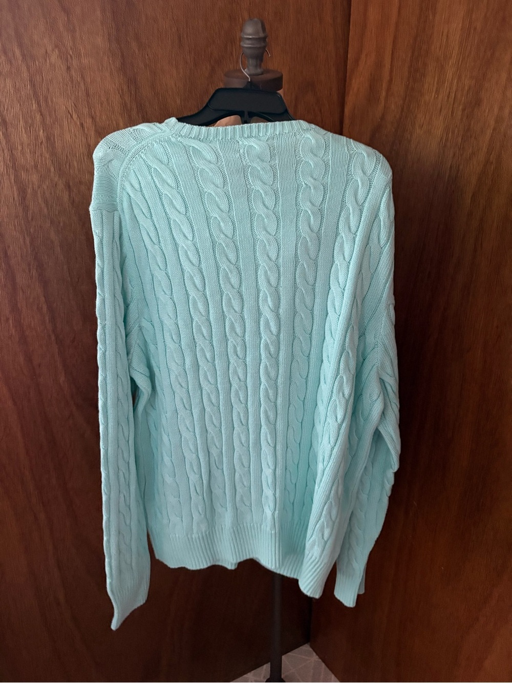 NEW POLO RALPH LAUREN sz XXL Mint Green Cable Knit Sweater Long Sleeve - Picture 3 of 6
